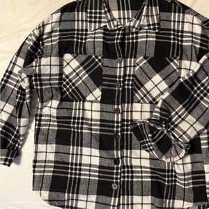 Black and White Plaid Button-Up Shirt